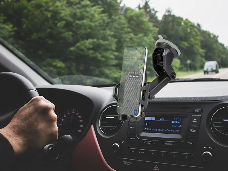 Mbajtës telefoni për veturë Tracer U33 me krah teleskopik, i zi