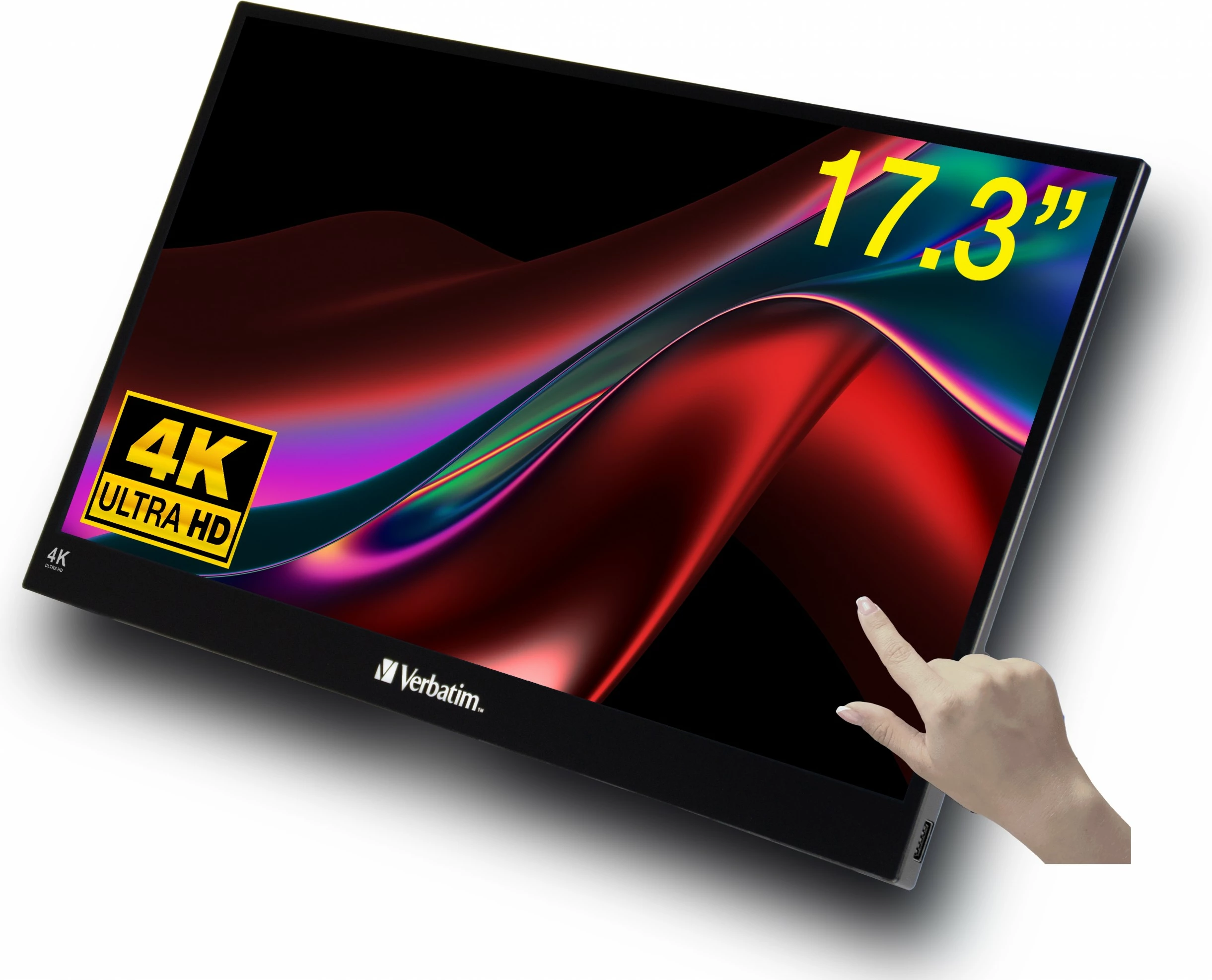 Monitor portativ Verbatim 17.3 inç 4K Ultra HD, touchscreen, i zi