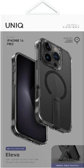 Mbështjellës UNIQ Eleva me këmbalec Vertica për iPhone 16 Pro, e zezë