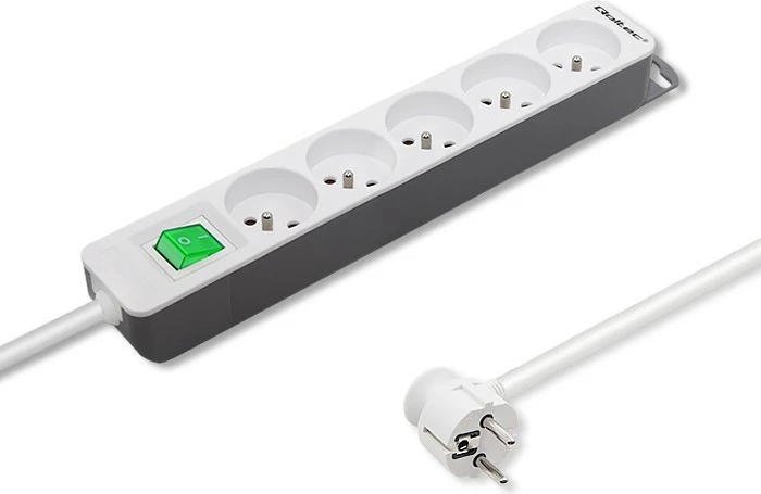 Prizë Qoltec 50290 me 5 dalje, 1.8m, bardhë-gri