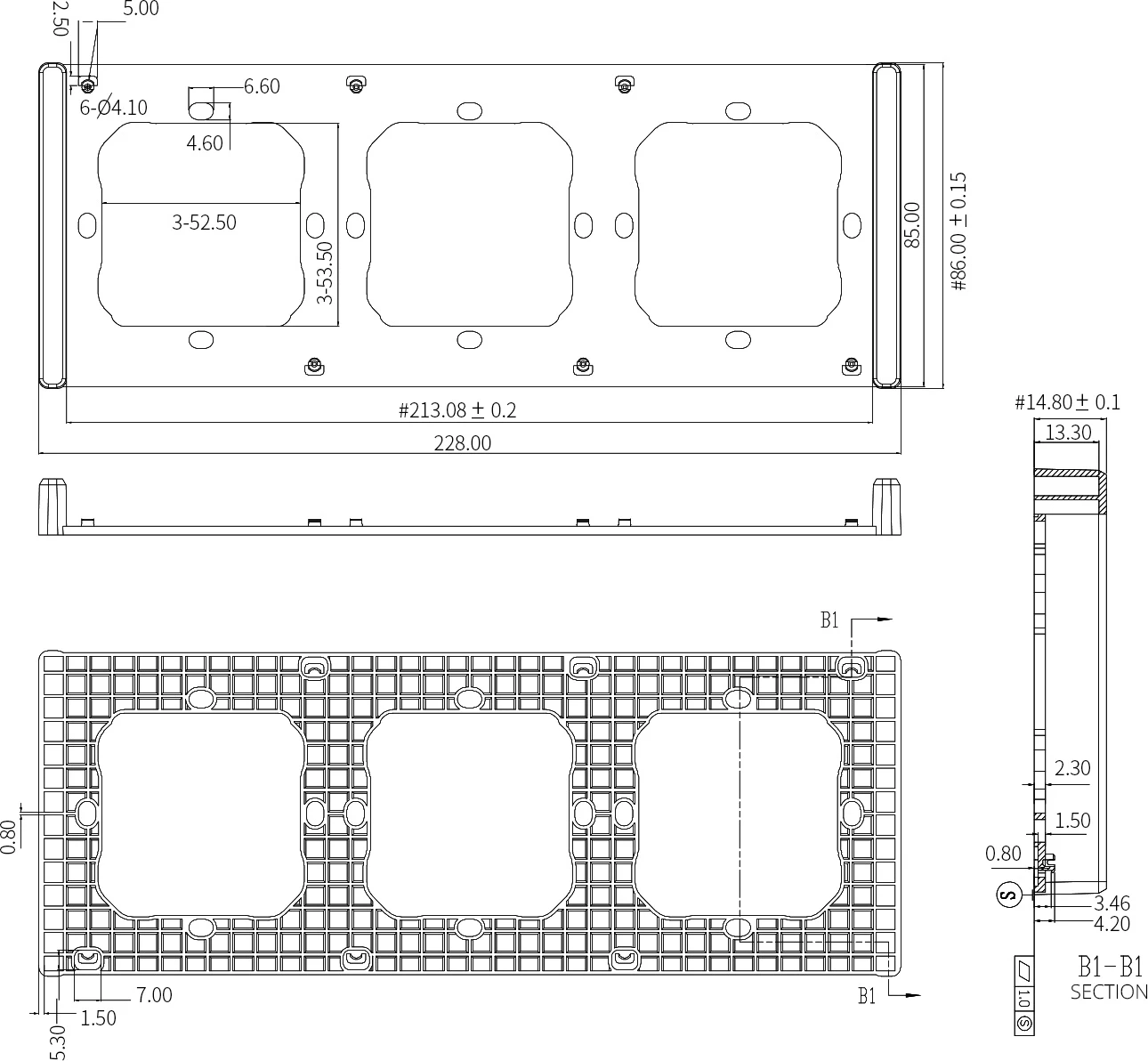 Kornizë montimi për 3 çelësa Sonoff M5-80, e zezë