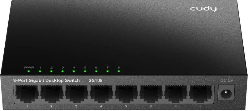 Switch Cudy GS108, 8 porta Gigabit, kasë metalike, i zi