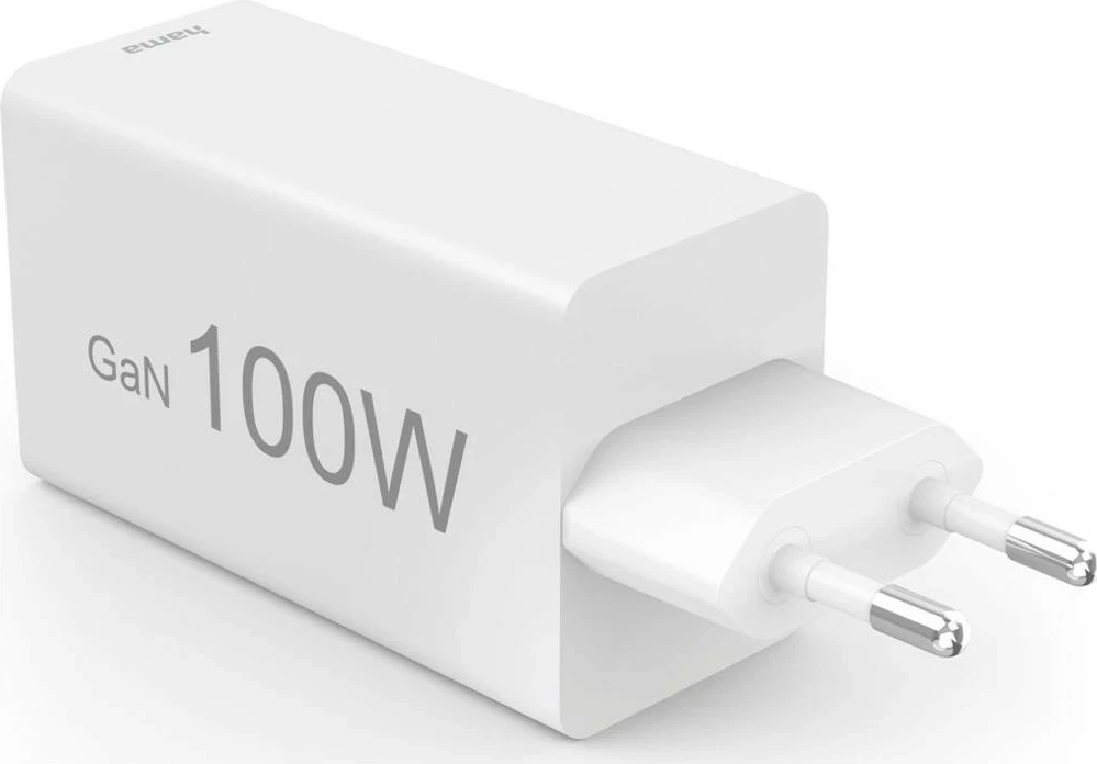 Karikues Hama mini 100W GaN PD/QC 2x USB-C, 1x USB-A bardhë