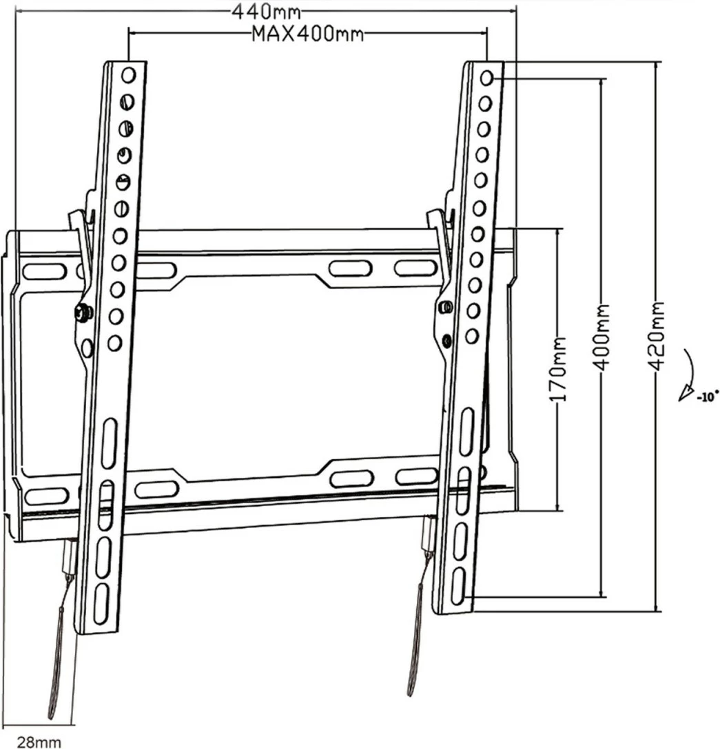 Mbajtës muri për TV Maclean MC-412, 32-70 inç, VESA 400x400, i zi