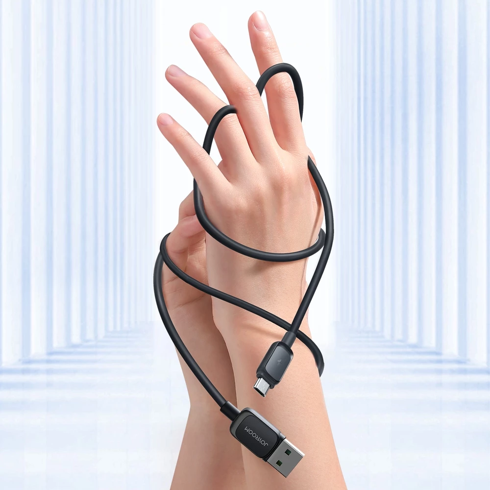 Kabllo Joyroom Multi-Color Series A14, USB-A në micro USB, 2m, 2.4A, e zezë