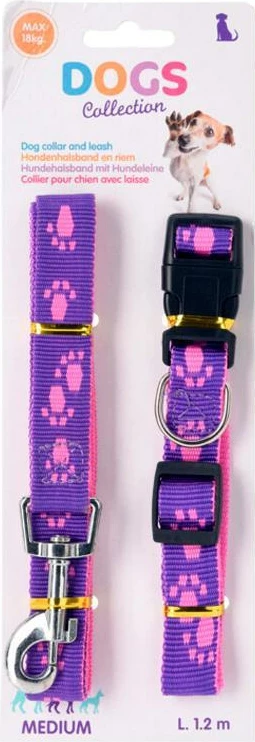 Litar qeni me jakë KOOPMAN Paw Prints, 55x0.2cm, Vjollcë