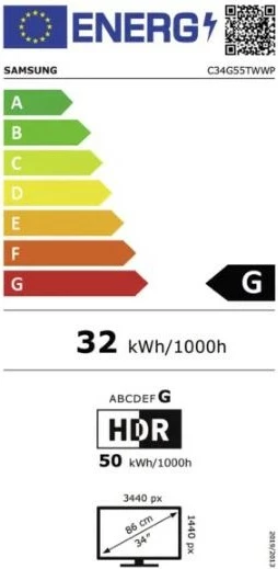 Monitor Samsung G55T, 34", UltraWide Quad HD, LED, 1 ms, i zi