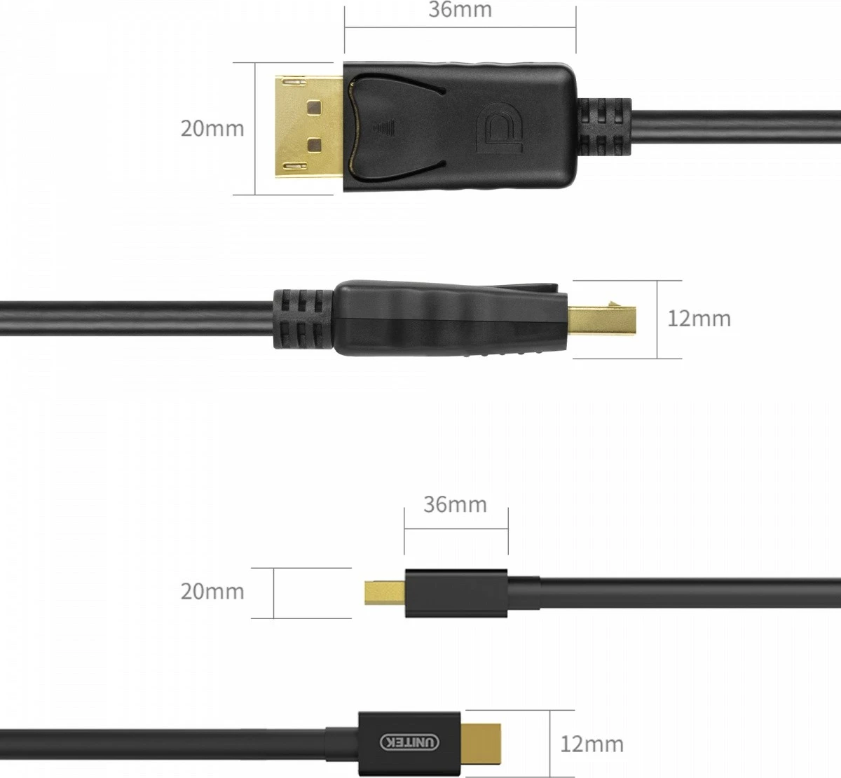 Kabllo Unitek Y-C611BK Mini DisplayPort në DisplayPort, 2m, e zezë