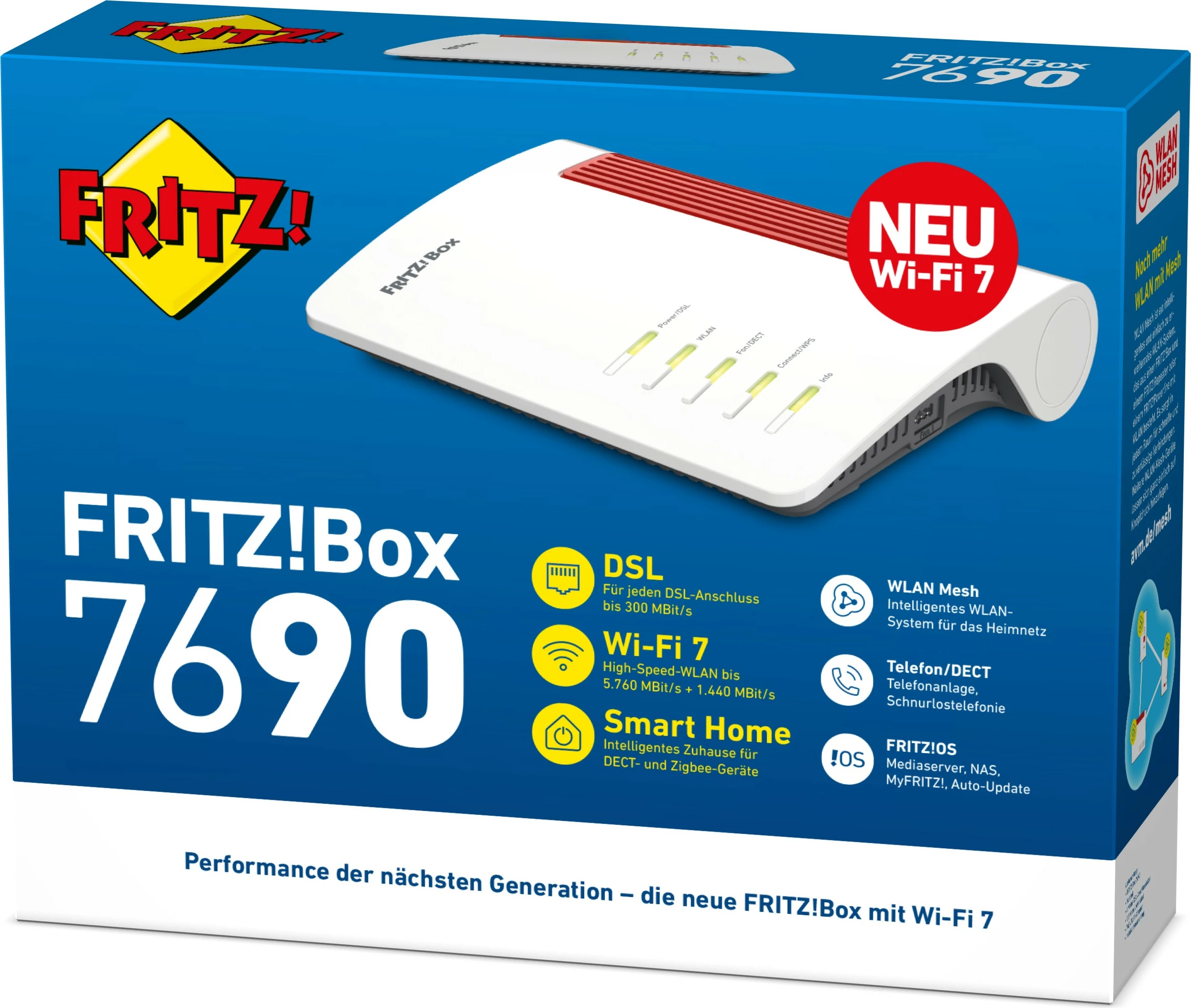 Router tavoline AVM FRITZ!Box 7690, Wi-Fi 7, Dual-band, i bardhë