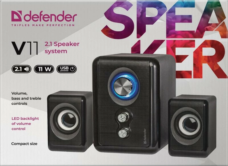 Altoparlantë Defender V11 2.1, 11W, me tela, USB, të zi