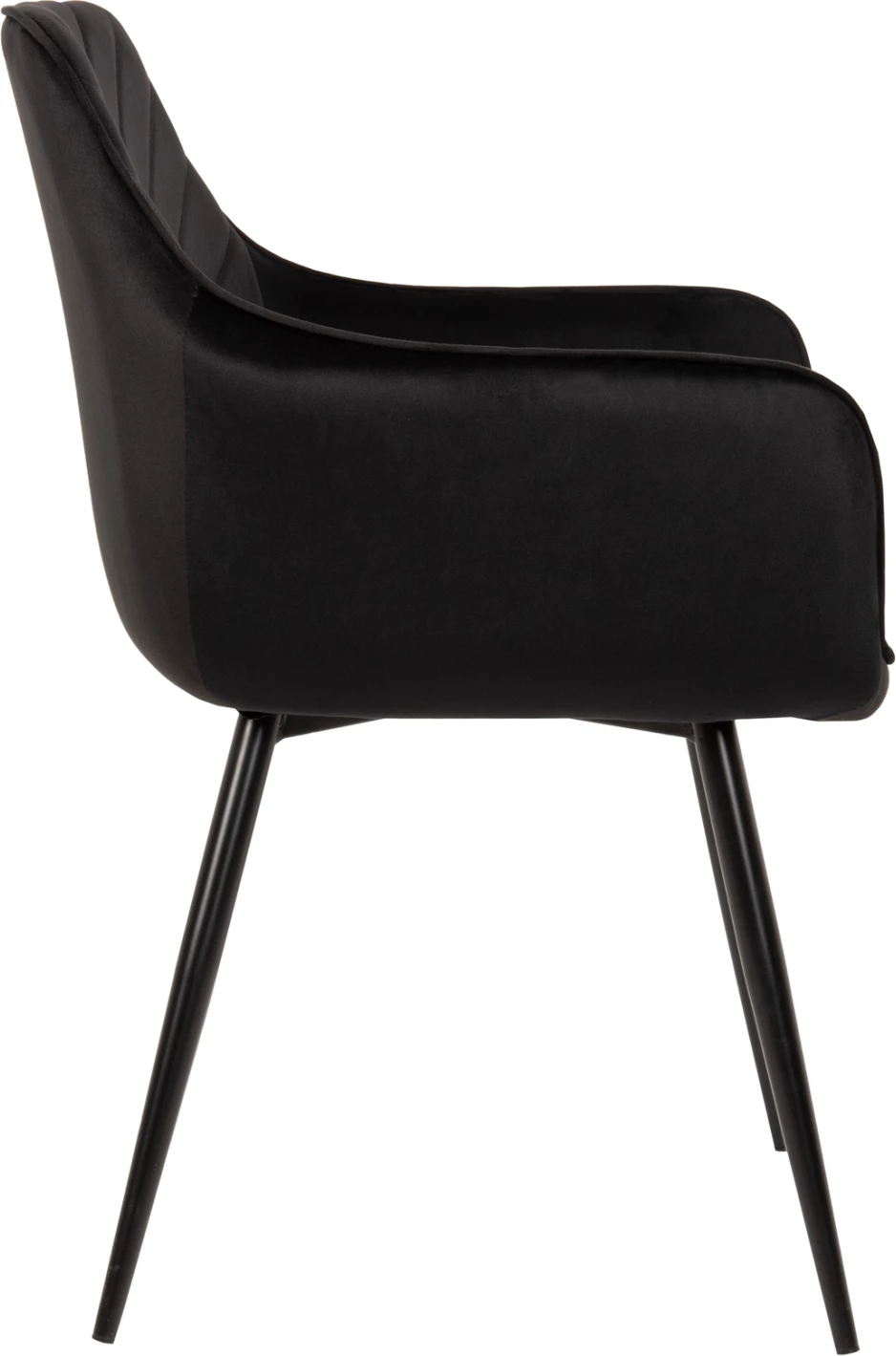 Karrige Latrell, kadife e zezë, këmbë metali të zeza, 55x57x84H cm., set prej 2 copë