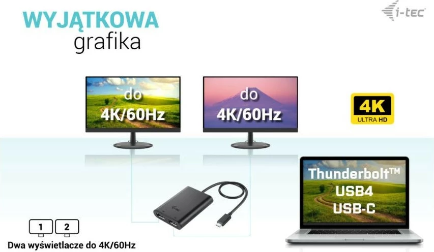 Docking station i-tec C31DUAL4K60DP, USB-C, 2x DisplayPort, i zi