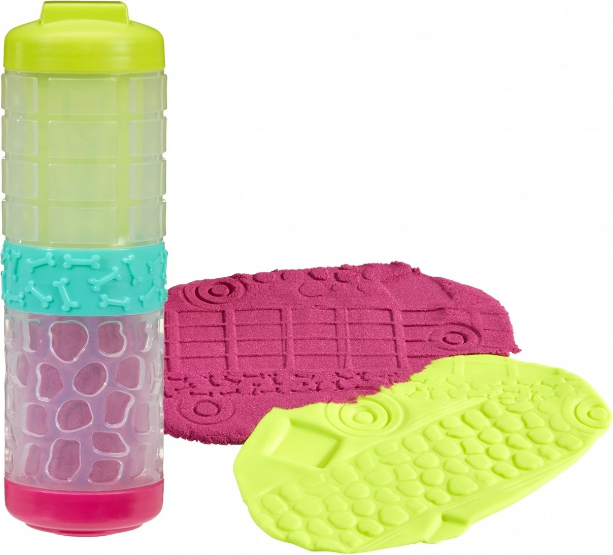 Set plastelinë dhe rërë kinetike MGA Wonder Factory Never Dry, lime dhe rozë