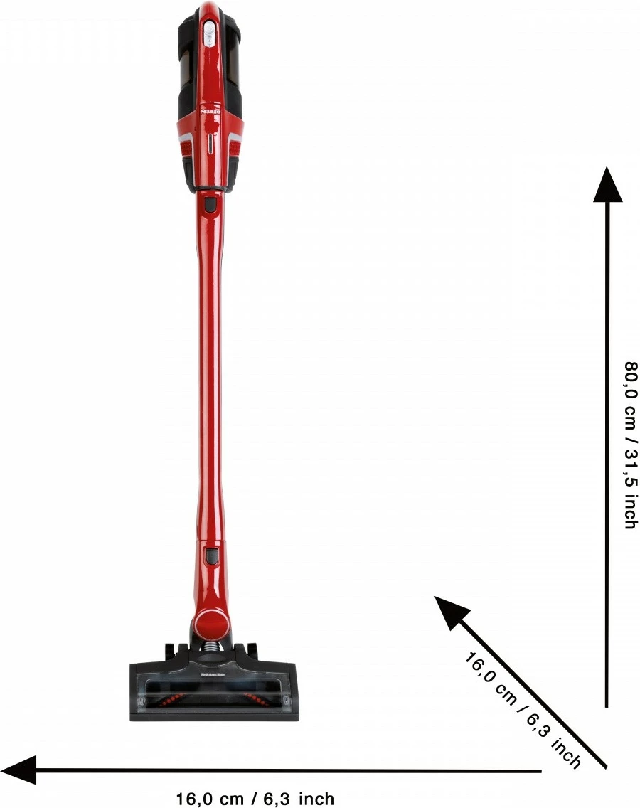 Lodër fshesë me korrent Klein Miele Triflex, për fëmijë, 80 cm, Kuqe/Zi