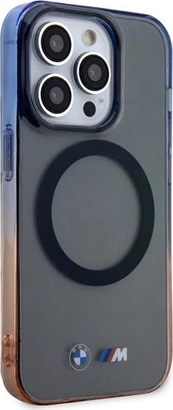 Mbështjellës BMW Gradient Bumper MagSafe për iPhone 14 Pro 6.1", gri/portokalli/blu