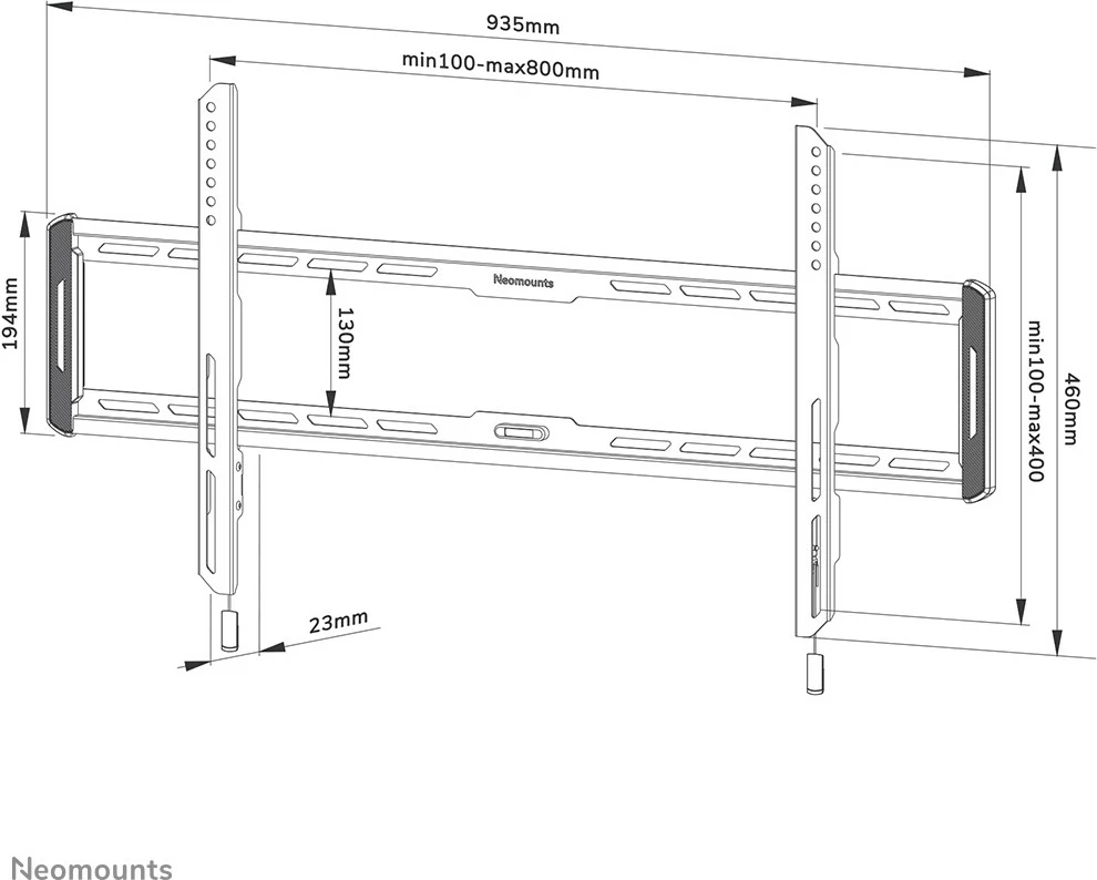 Mbajtës muri Newstar WL30-550BL18, 43"-86", 70 kg, i zi