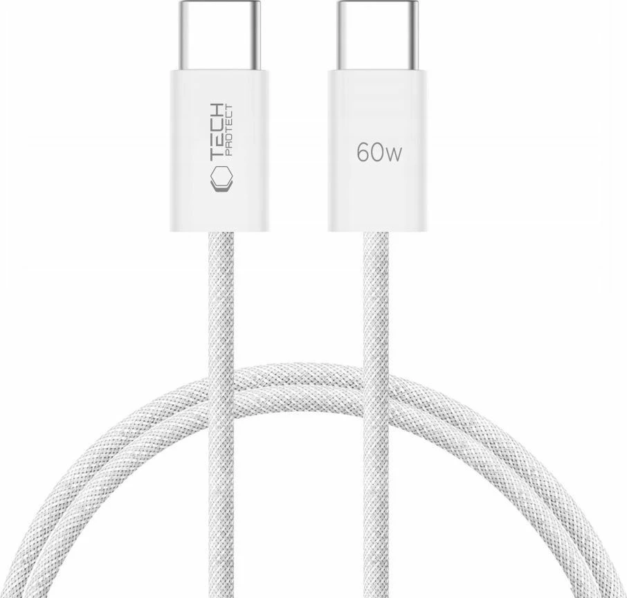Kabllo USB-C/USB-C Tech-Protect UltraBoost Classic 1m, 60W, e bardhë