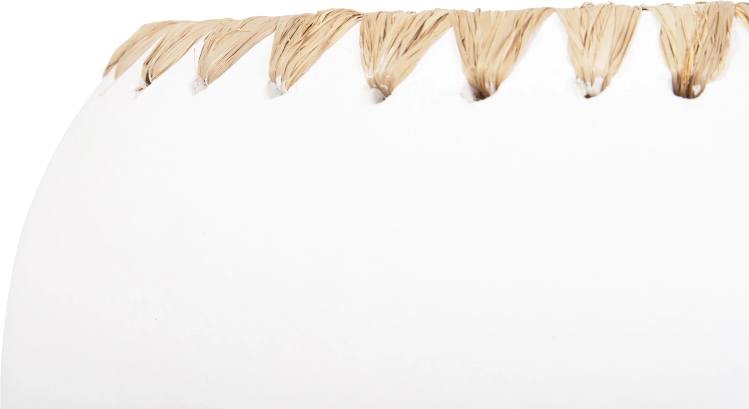 Vazo dekorative FH4375 terrakote, ngjyrë e bardhë me thurje kashtë në buzë, Φ29x23H cm