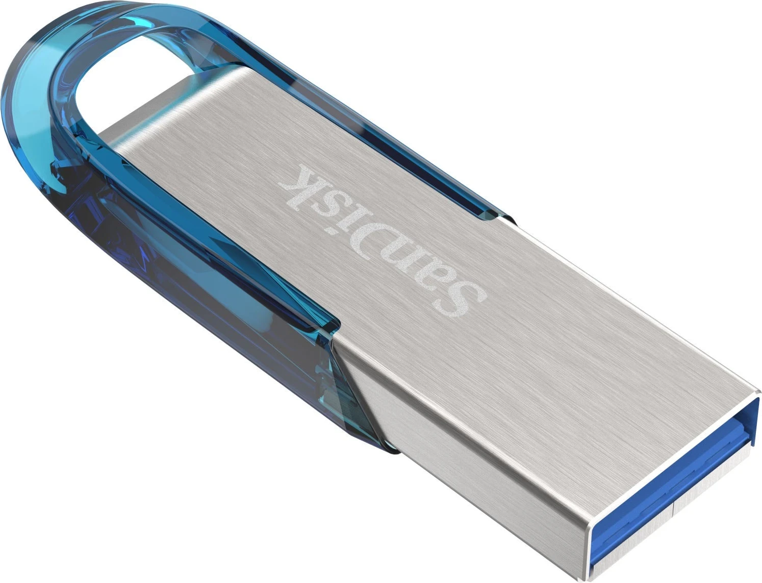 USB SanDisk, Ultra Flair, 128GB, argjend-blu
