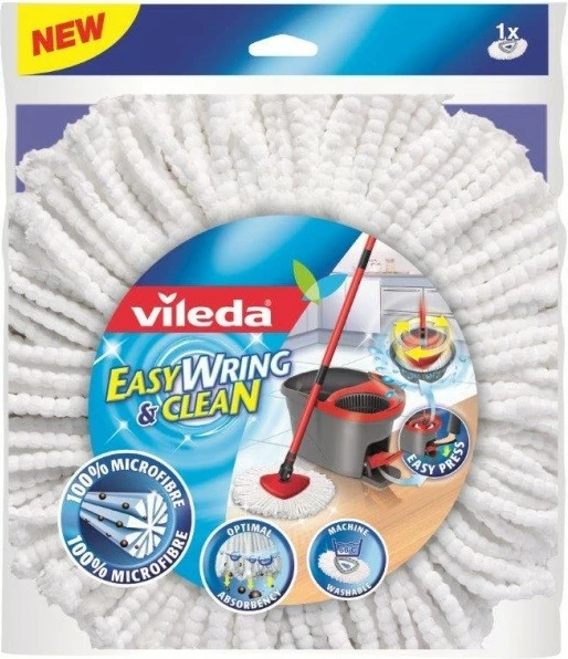 Mbulesë mop Vileda Easy Wring and Clean, 100% mikrofibër, E bardhë