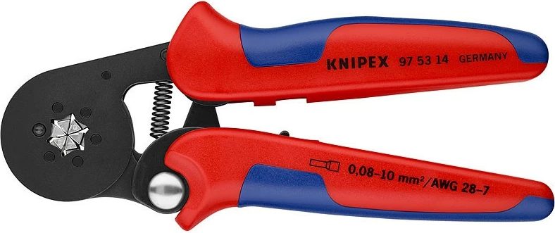 Krimping tool Knipex 97 53 14, për tub terminale, 0.08-10 mm², kuqe/blu