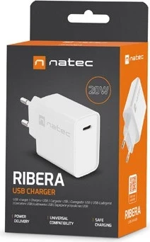 Karikues Natec Ribera, 20W, USB-C, i bardhë