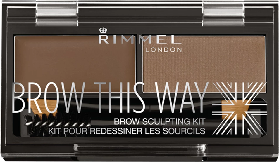 Set për vetulla Rimmel Brow This Way Brow Sculpting Kit Contouring Set për femra Medium Brown 1.3g