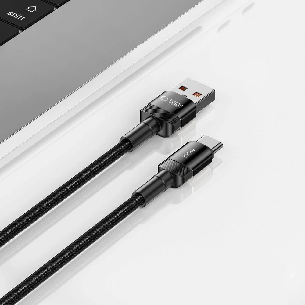 Kabllo Tech-Protect UltraBoost Evo USB-C / USB-A 1m, 100W, e zezë