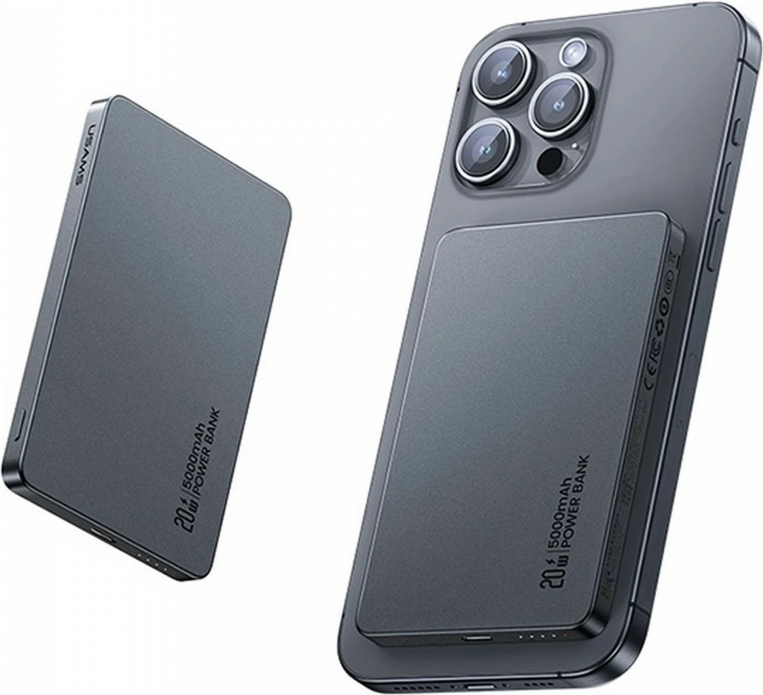 Power bank USAMS USA001542, 5000mAh, 20W PD, MagSafe, Titanium