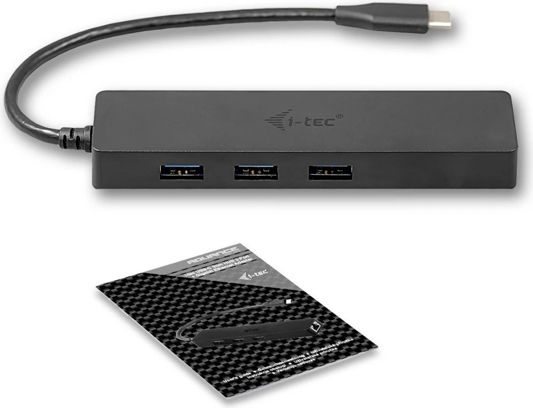 Kasë USB-C i-tec C31GL3SLIM me 3 porta USB dhe Gigabit Ethernet, e zezë