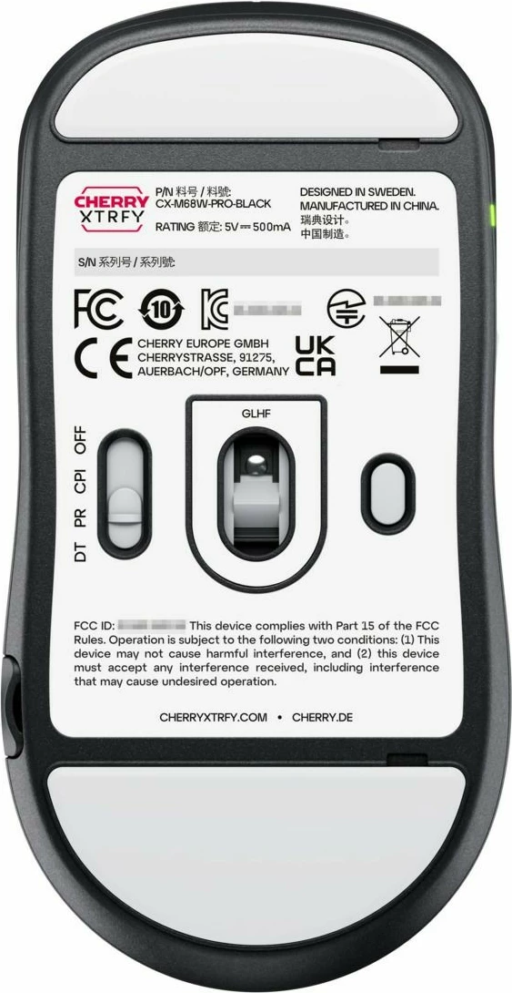 Maus CHERRY XTRFY M68 Pro Wireless, 26000 DPI, e zezë, argjend