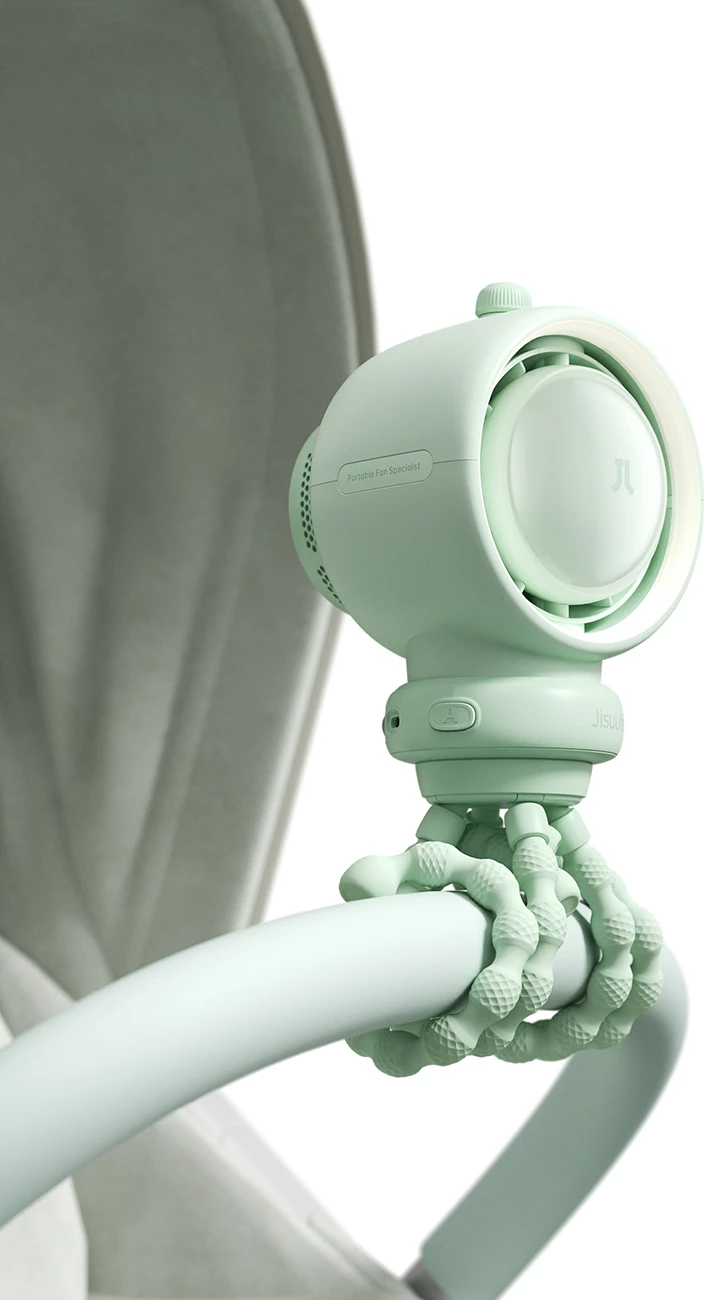 Ventilator portativ Jisulife Life2S me këmbë fleksibile, 5000mAh, filter ajri, USB-C, Jeshil