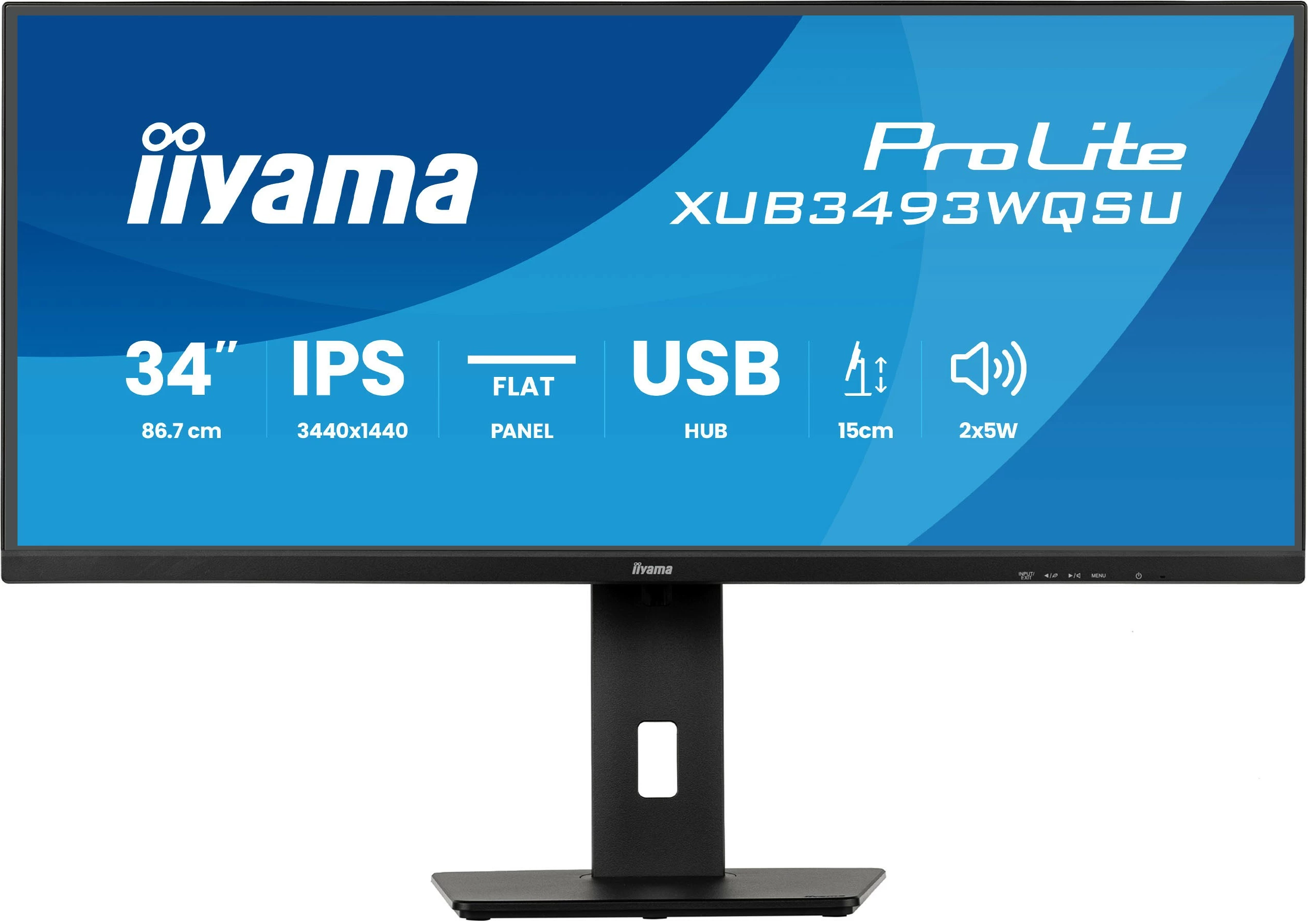 Monitor iiyama ProLite XUB3493WQSU-B6, 34 inç, IPS, 3440x1440, 120Hz, i zi