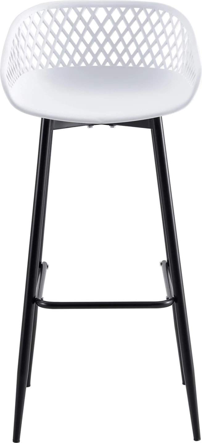 Karrige për bar FH8686.11, polipropilen e bardhë dhe këmbë metali të zeza, 45x45x97H cm