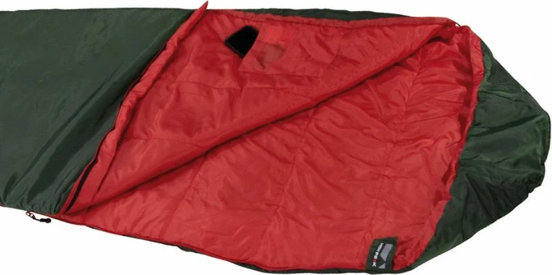 Thes gjumi High Peak Lite Pak 800, për turizëm në natyrë, e kuqe dhe e gjelbër
