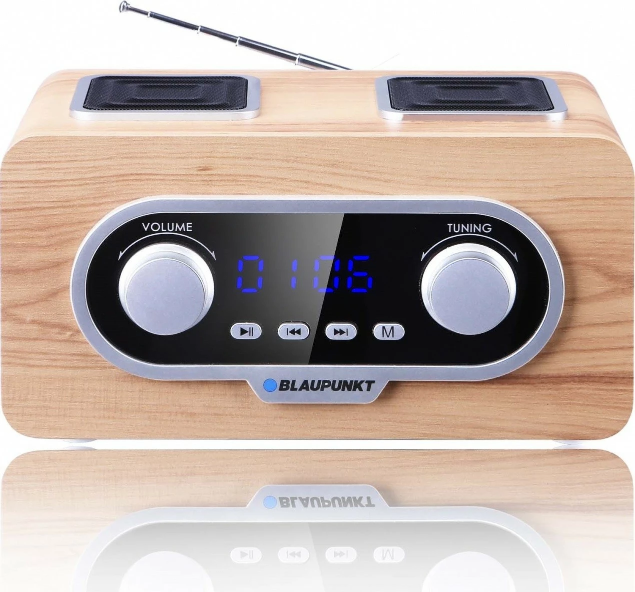 Radio portabile Blaupunkt PP5.2CM, FM PLL, USB/AUX, orë, ngjyrë dru