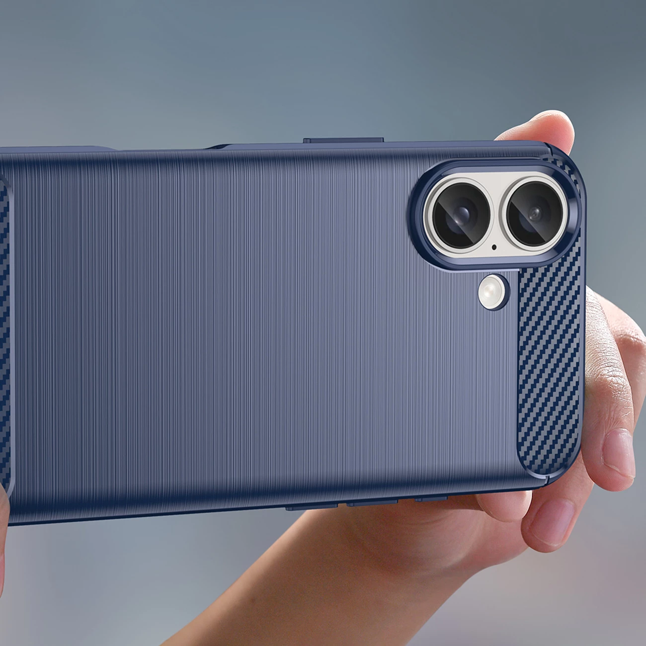 Mbështjellës Hurtel Carbon Case për iPhone 16, TPU, Blu