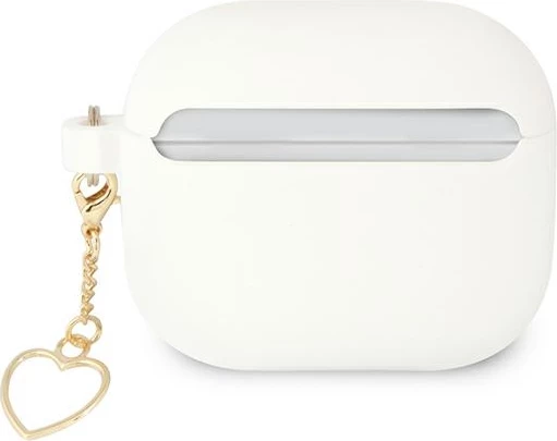 Mbështjellës Guess për AirPods 3, Charm Heart Collection, silikon, i bardhë