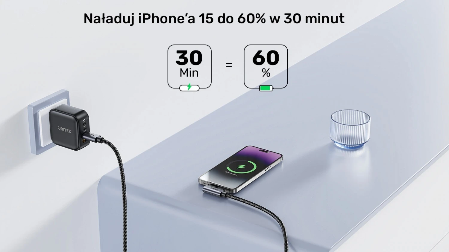 Kabull Unitek USB-C këndor 90° PD100W 3m, ngjyrë zi-hiri