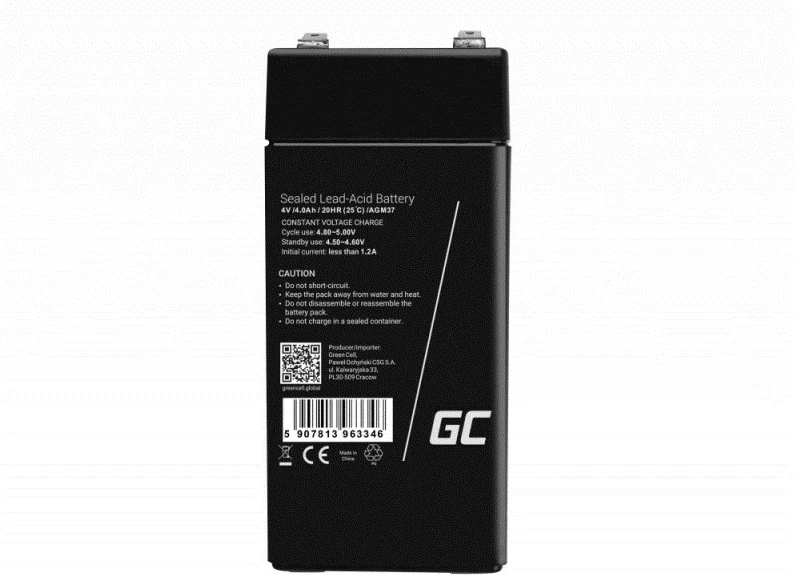 Battery industriale Green Cell AGM37, 4000 mAh, 4 V, e zezë