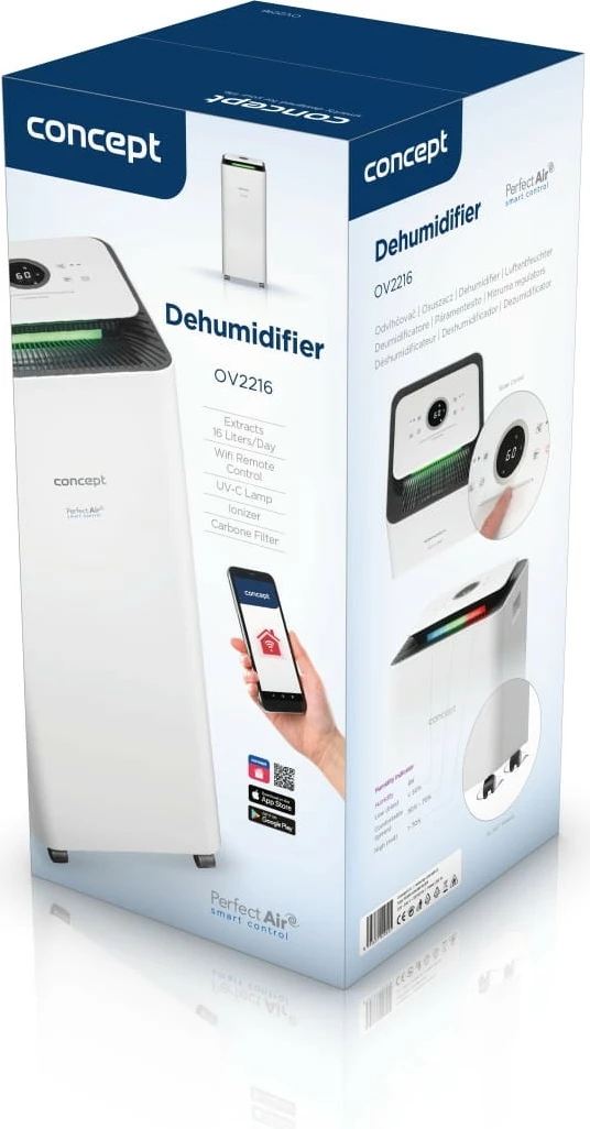 Dehumidifikues dhe pastrues ajri Concept Perfect Air Smart OV2216, i bardhë