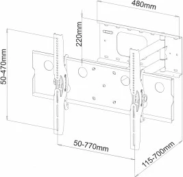 Mbajtës muri për TV ART AR-20A, 32-60 inç, 60kg, i zi
