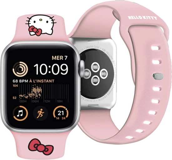 Rrip silikoni për Apple Watch Hello Kitty, 38/40/41mm, rozë