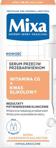 Serum për fytyrë MIXA Lab Serum kundër diskolorimeve Vitamin CG + Acid Glikolik për femra, 30ml