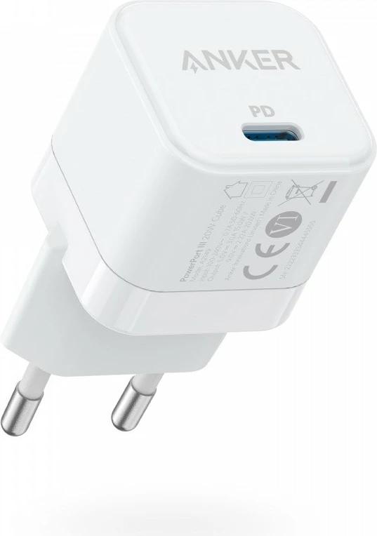 Karikues muri Anker PowerPort III Cube, 20W, USB-C, Bardhë