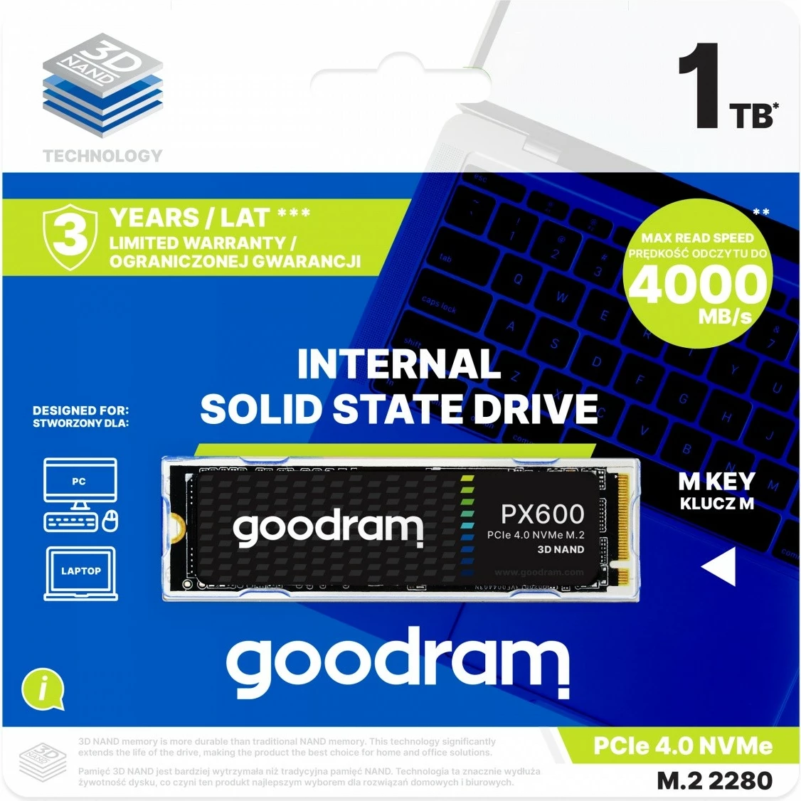 SSD GOODRAM PX600 1TB, M.2 2280, PCIe 4x4 NVMe