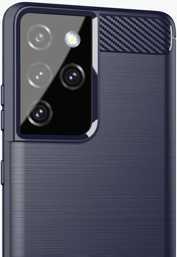Mbështjellës Hurtel Carbon Case për Samsung Galaxy S21 Ultra 5G, TPU, Blu
