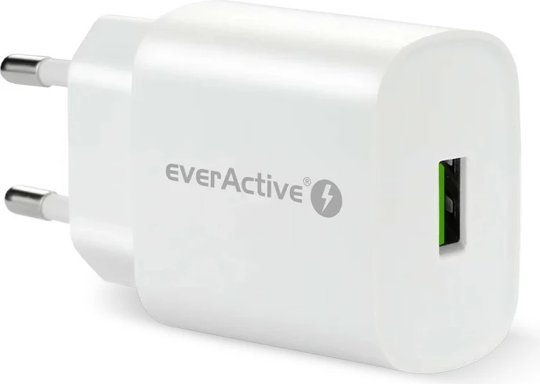 Karikues rrjeti everActive SC-250Q, 1x USB, 18W QC3.0, Bardhë