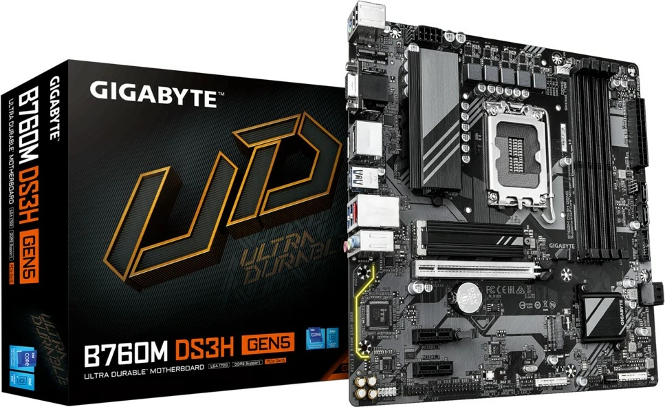 Kasë Gigabyte B760M DS3H GEN5, LGA1700, DDR5, micro ATX, e zezë