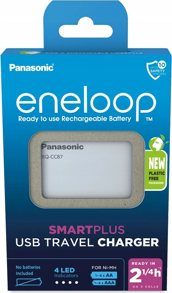 Karikues baterish Panasonic Eneloop Smartplus BQ-CC87USB, USB, i bardhë